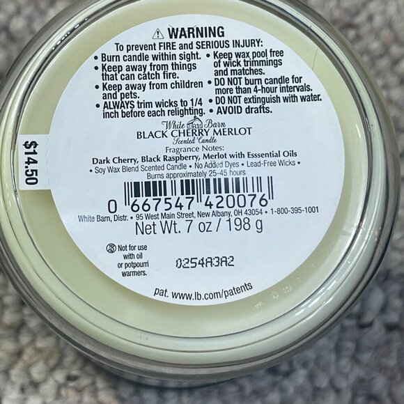 2 White Barn Jar Candles Black Cherry Merlot 7 oz Single Wick (READ) - Picture 8 of 8